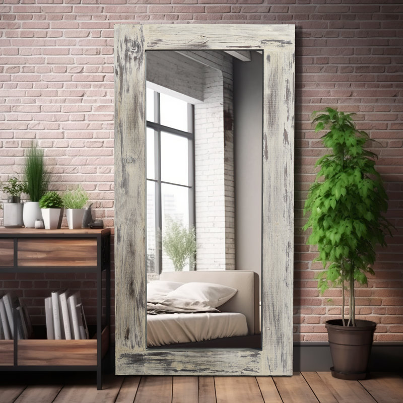 Trent Austin Mateus Distressed Solid Wood Wall Mirror Farmhouse