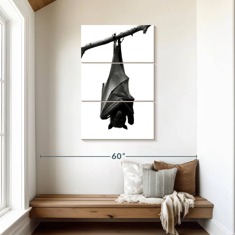 Brampt Monochrome Upside Down Bat, 45" H x 28" W