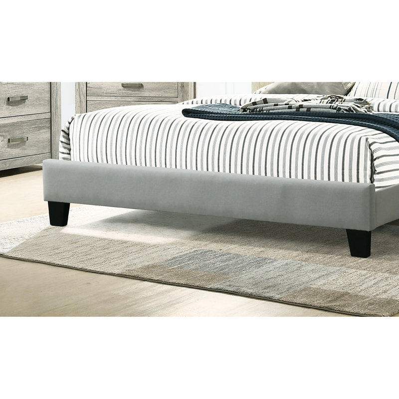 Tête de lit moderne gris avec lit double et lit plateforme: Polyfibre et mousse, Double, Gris clair