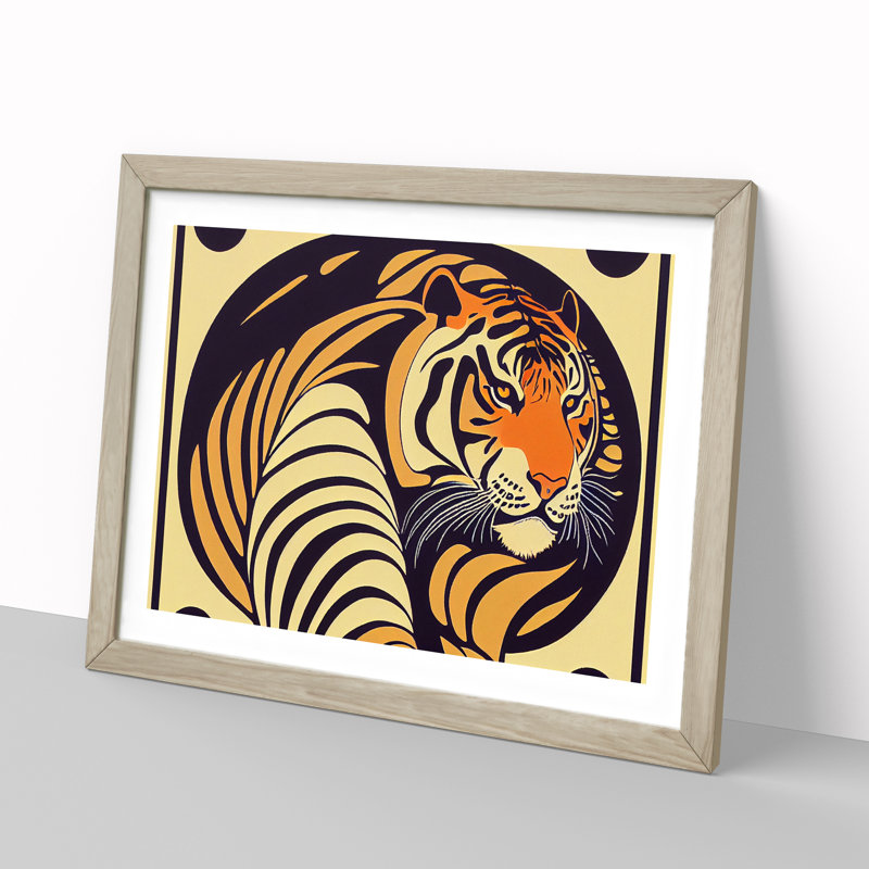 Tiger Vol.2 Abstract 1 Piece Single Picture Frame Wall Art, 34cm H x 46cm W x 2cm D, Oak Framed