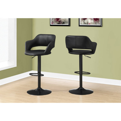 Tabouret de bar relevable hydraulique moderne noir avec siège en similicuir avec rotation à 360 degrés et métal réglable