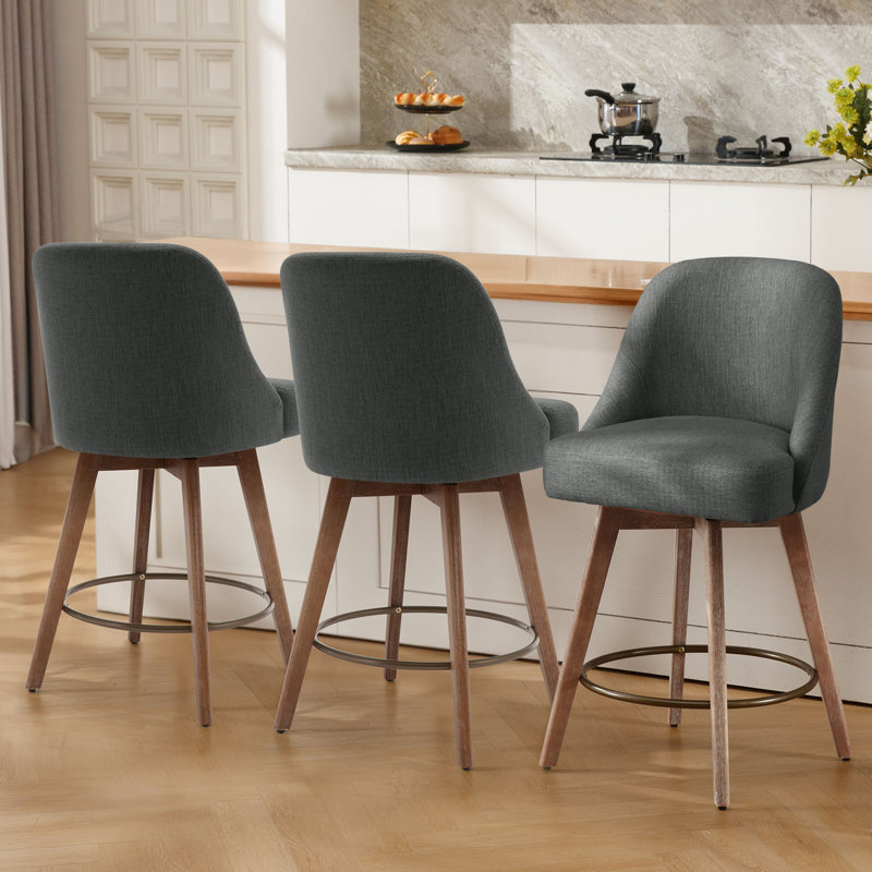 Tabouret de comptoir pivotant 26 po Makylia, Gris
