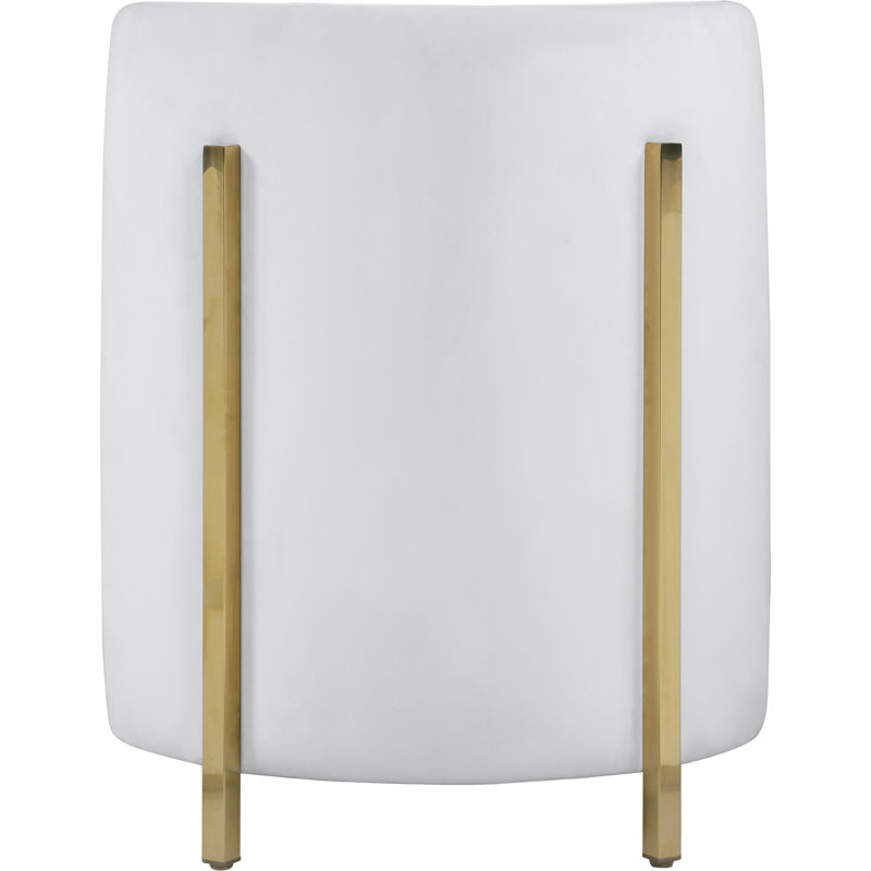 Fauteuil club en velours 25 po Eklund, Velours crème