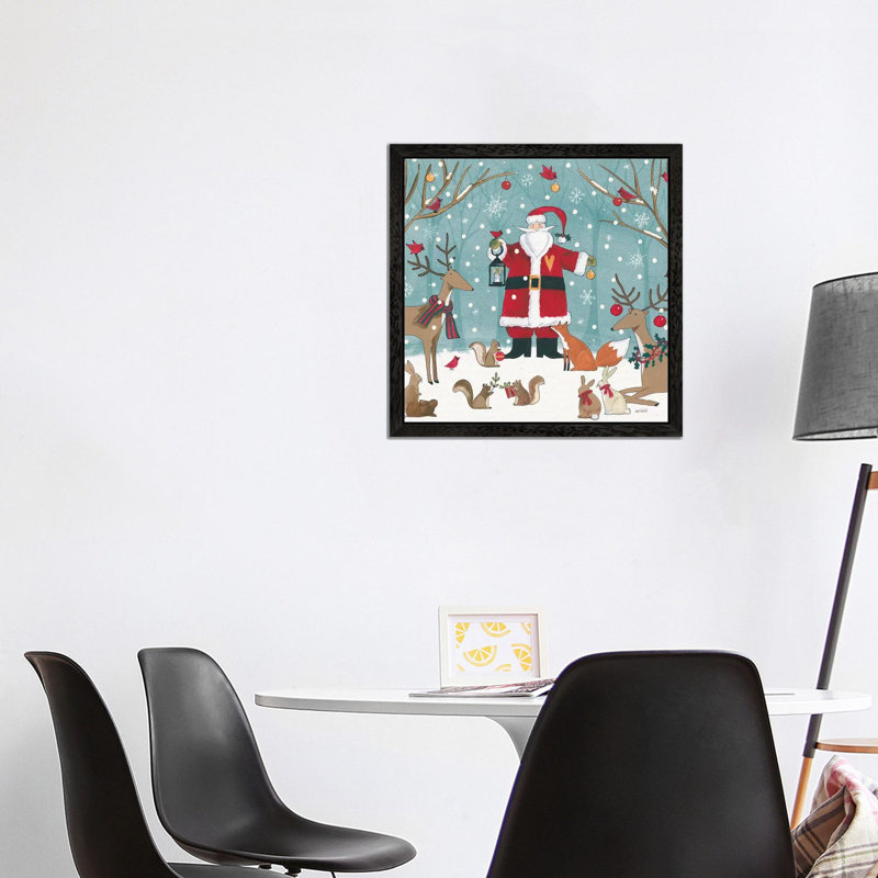 Woodland Christmas VI 1 Piece Floater Frame Painting on Canvas, 93.98 cm H x 93.98 cm W, Black Framed