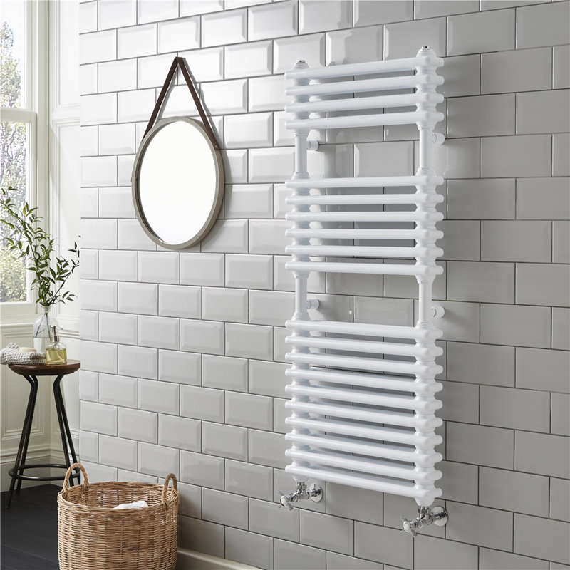 Clifton Heated Towel Rails, 50cm H x 60cm W x 5.5cm D, White