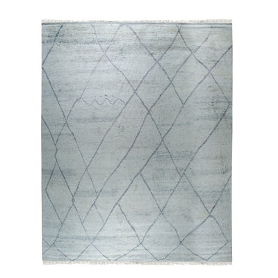 Contemporary Silver Hand Knotted Wool Area Rug