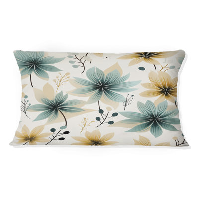 Teal & Beige Elegant Floral Pattern - Floral Printed Pillow