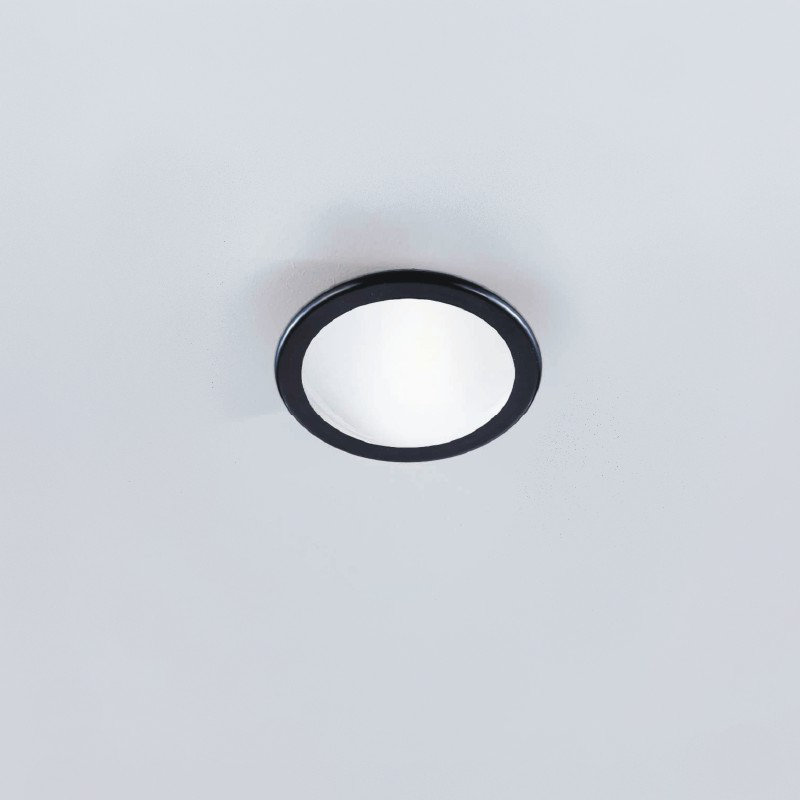 Tekna 1 - Light Simple Circle Flush Mount, 4" H x 11.75" W x 11.75" D, Black, Opal Acrylic