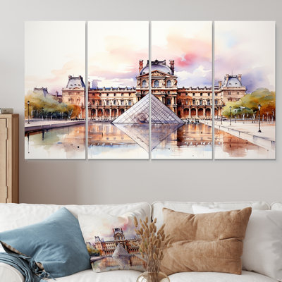 «Paris Le Louvre Essence - Paris», art mural 4 pièces pour le salon