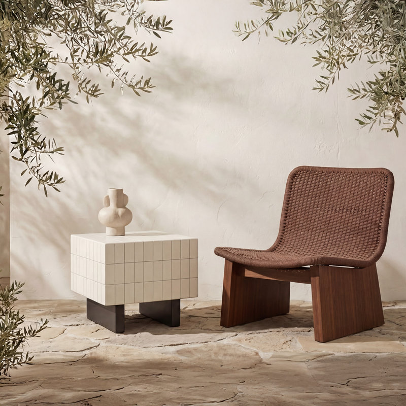 Farren Outdoor Side Table Brown, Cream