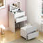 Meuble-lavabo 3 en 1 avec miroir ouvert, petit ensemble de coiffeuse avec bureau en verre visible, coiffeuse compacte avec 3 tiroirs, coiffeuse pour chambre à coucher