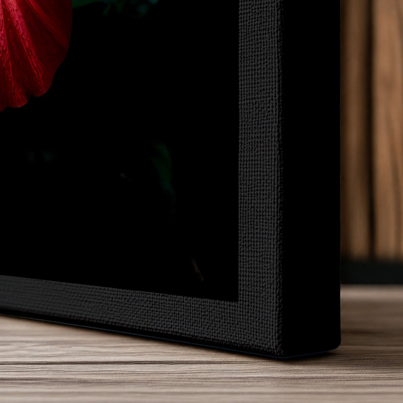Glowing Hibiscus Botanical - Wrapped Canvas, 30x20 - 76.2 x 50.8 cm, Black Border