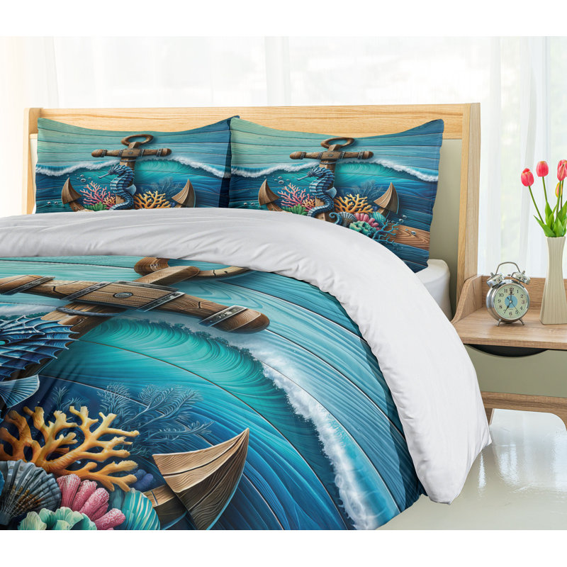 Nautical Duvet Cover, King Duvet Cover + 2 Standard Shams