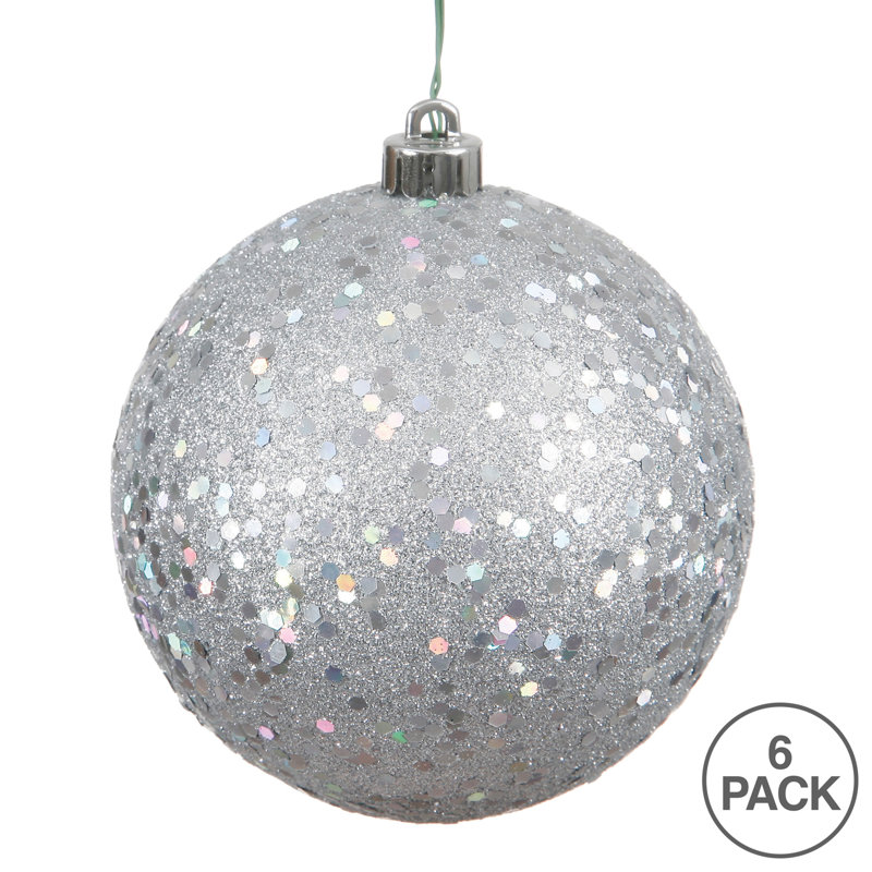 Ornement boule 4 po, Paillettes argent