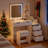 Mohibullah 31.5"W Vanity Desk with 25.5"L Lighted Mirror, 5 Drawers & 3 Shelves, adjustable size.