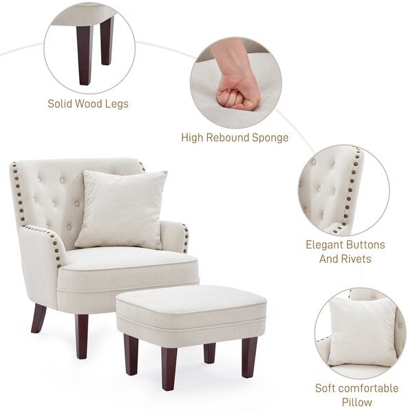 George Oliver HIMO 28.3'' Wide Tufted Armchair and Ottoman & Reviews ...