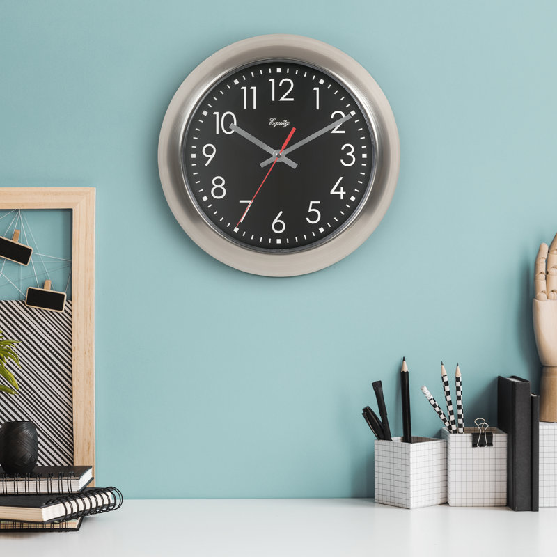 11" Silent Sweeping Metal Quartz Wall Clock
