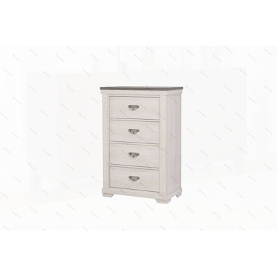1pc Farmhouse Style Four Drawer Chest Beige Finish Rustic Bedroom Solid Wood Wooden Furniture