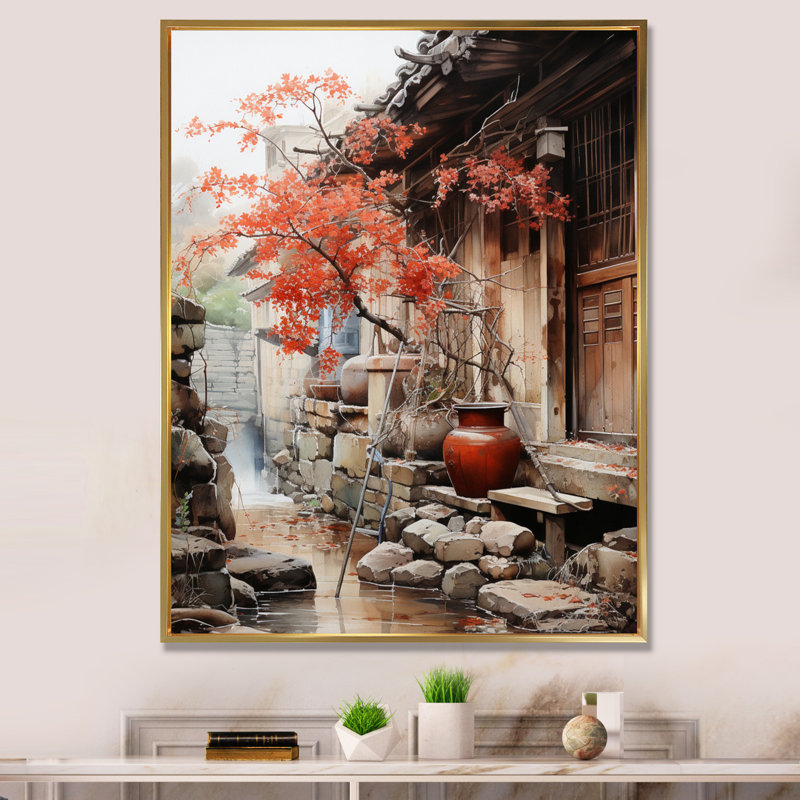 Chivana Japon, art wabiabi, beauté I sur toile, H 40 po x l 30 po x P 1,5 po, Cadre flottant doré