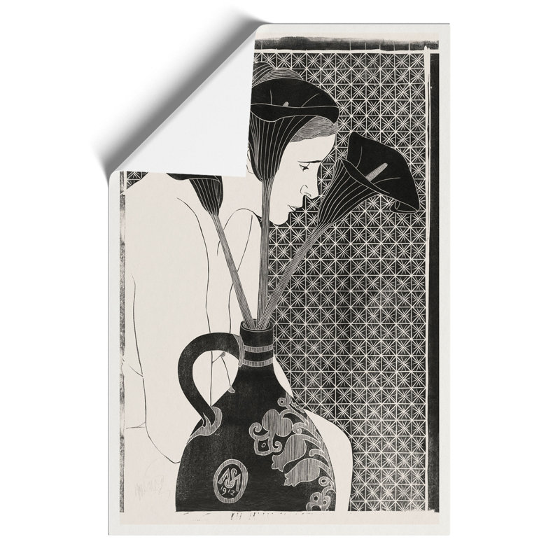 Female by the Vase of Lilies by Samuel de Mesquita - Frameless Print, 42cm H x 30cm W x 0.1cm D