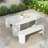 Metaza Alvero 3-Piece Modern Outdoor Concrete Dining Set With White Terrazzo Tabletop And Matching Benches