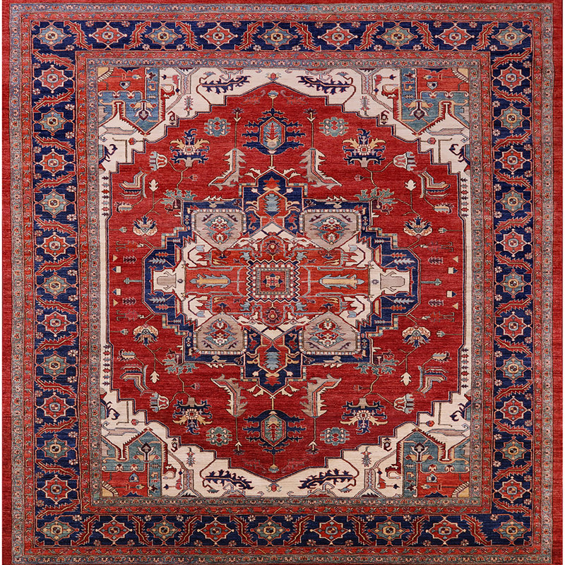 Tapis de style oriental rouge, Carré 5 pi