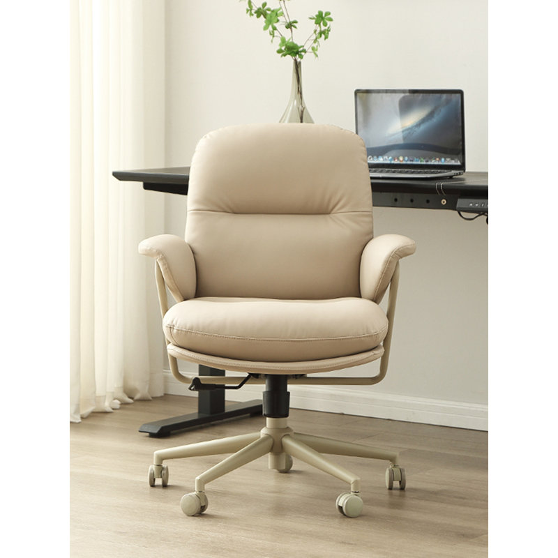Chaise de bureau roulante en cuir véritable de qualité supérieure avec inclinaison réglable