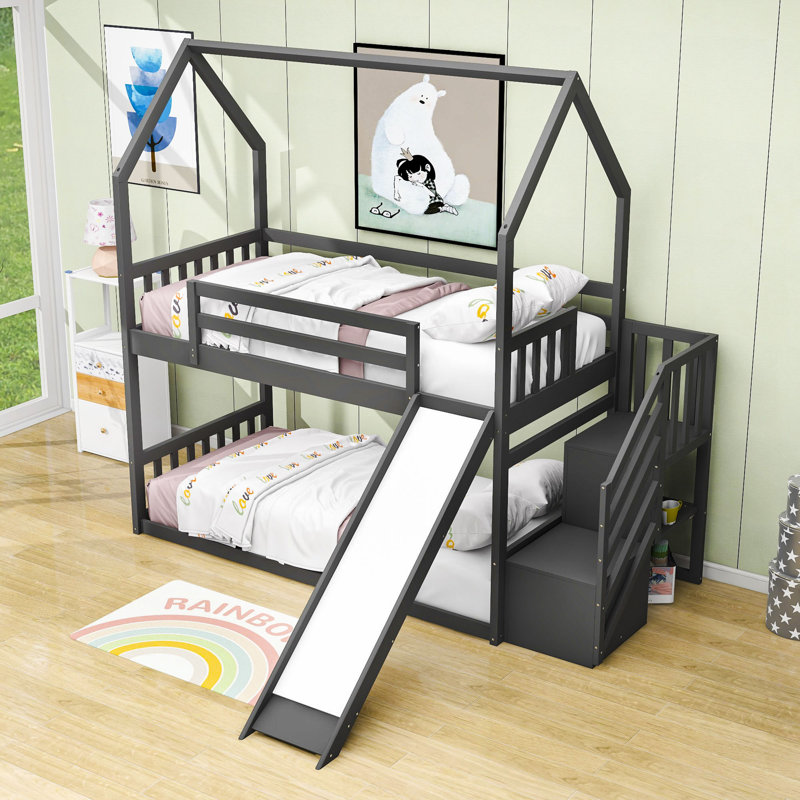 Pendelton Kids Twin Over Twin Bunk Bed, Gray