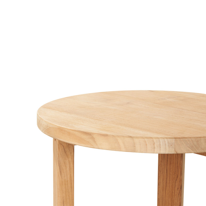 Small Round Teak Outdoor Cross Legs Nesting Side Table