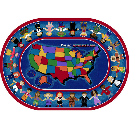Tapis éducatif I'm an American, Ovale 5 pi 4 po x 7 pi 8 po