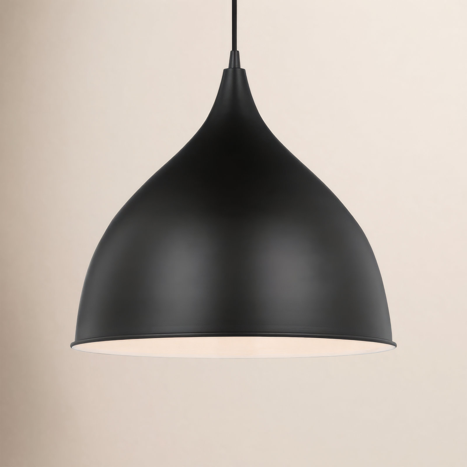 Newman Single Light Metal Dimmable Pendant, Midnight Black