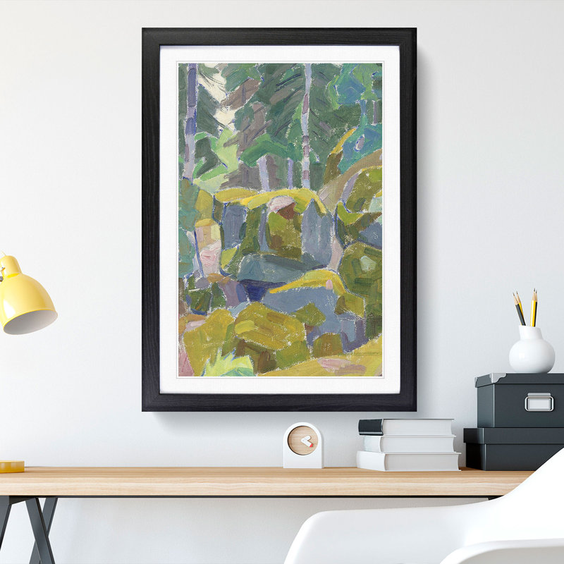 Landscape with Trees by Alexander Bogomazov - Picture Frame Painting, 36cm H x 27cm W x 2cm D, Black Framed