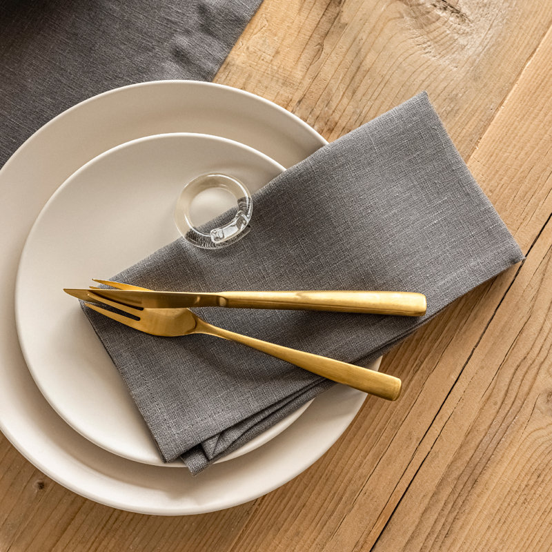 over&back 100% Linen Napkins, Gray