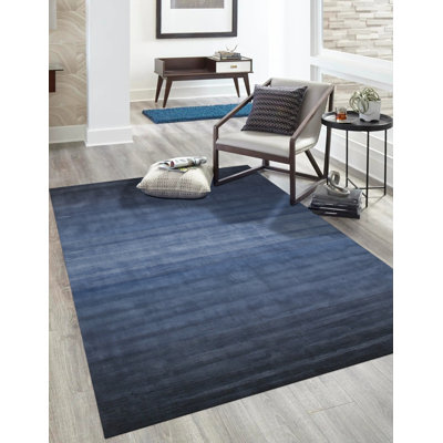 Tapis bleu en laine touffeté à la main Louie 8 pi 9 po x 11 pi 9 po Louie