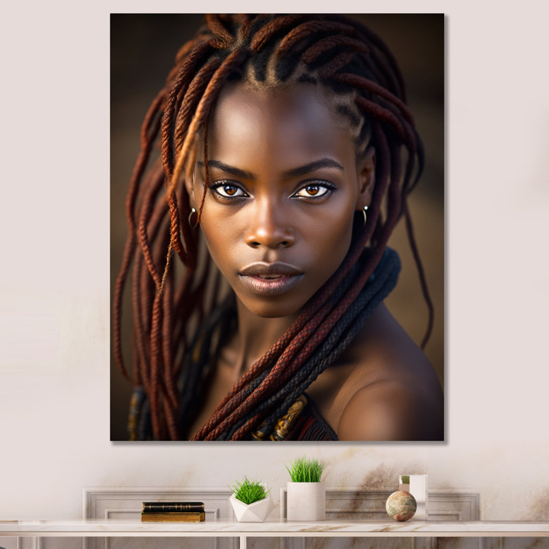 Magnifique beauté traditionnelle africaine sur toile, H 32 po x l 24 po x P 1 po, Toile tendue