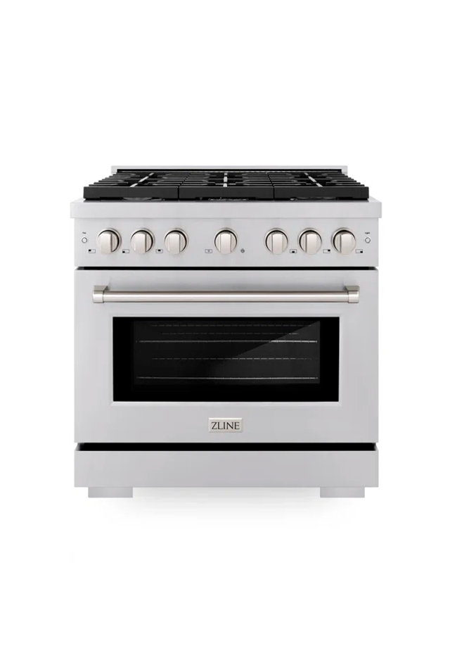 ZLINE 36 in. 5.2 cu. ft. 6 Burner Gas Range with Convection Gas Oven in Stainless Steel