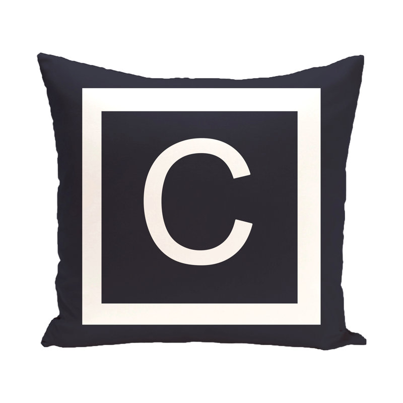  Housse de coussin carré et insert, H 26 po x l 26 po x P 2 po, Bleu marine / Blanc, C