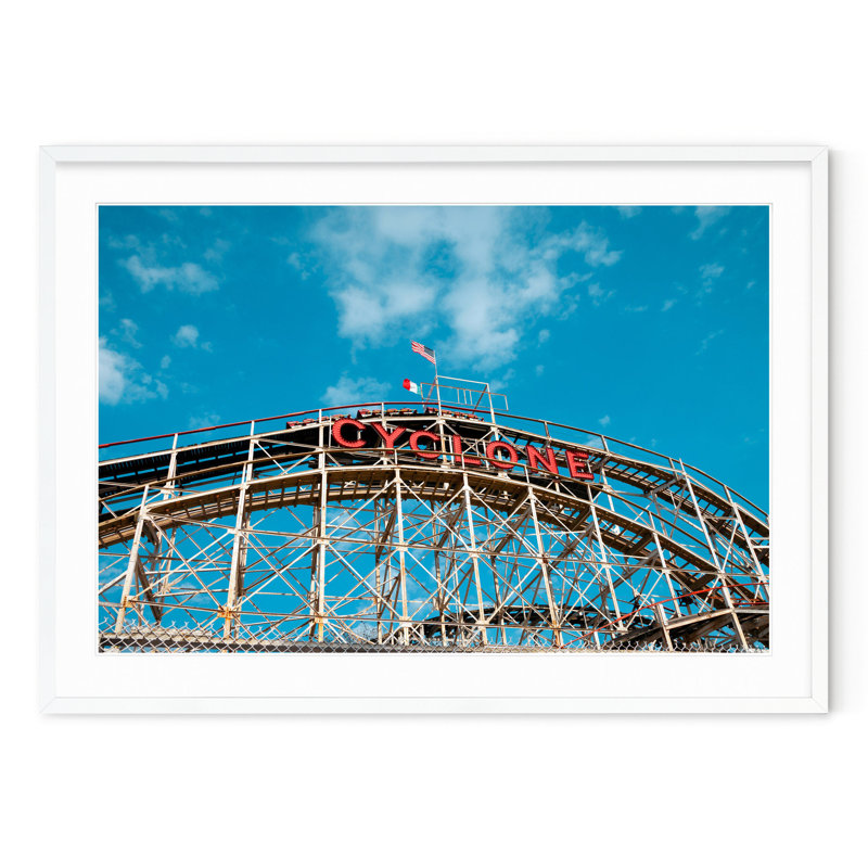 Cyclone Roller Coaster - Picture Frame Photograph on Paper , 28.5" H x 40" W, White Framed