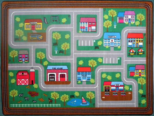 Tapis vert tissé à la machine Ditmars, 7 pi 11 po x 9 pi 10 po