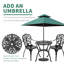 Ensemble de bistro en fonte d'aluminium avec trou pour parasol Corbel