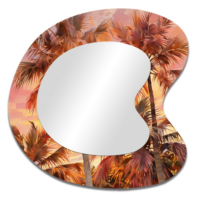 Rose Radiance Sunset Palm Trees I - Palmier à formes asymétriques - Grand miroir mural traditionnel