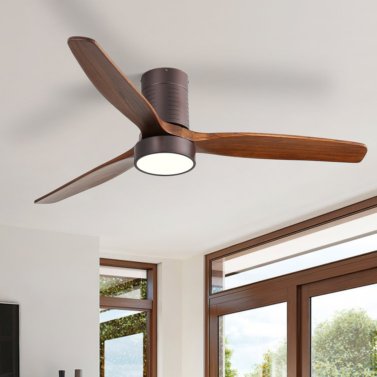 Kemp 52'' 3 -Blade LED Flush Mount Ceiling Fan with Remote Control and Light Kit Included
