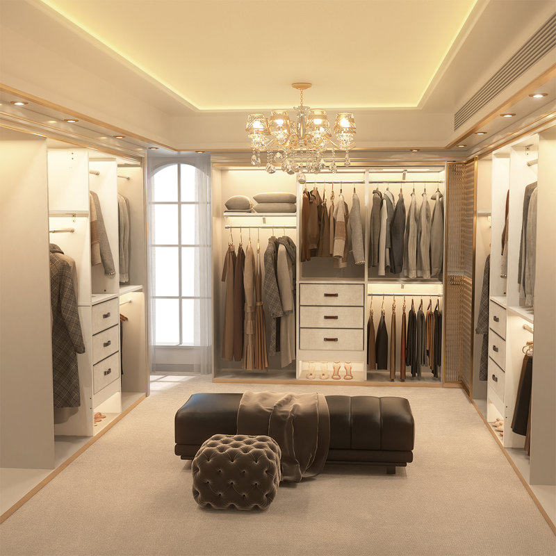 Nakada 19'' - 59" W Small Closet System with Drawers, White