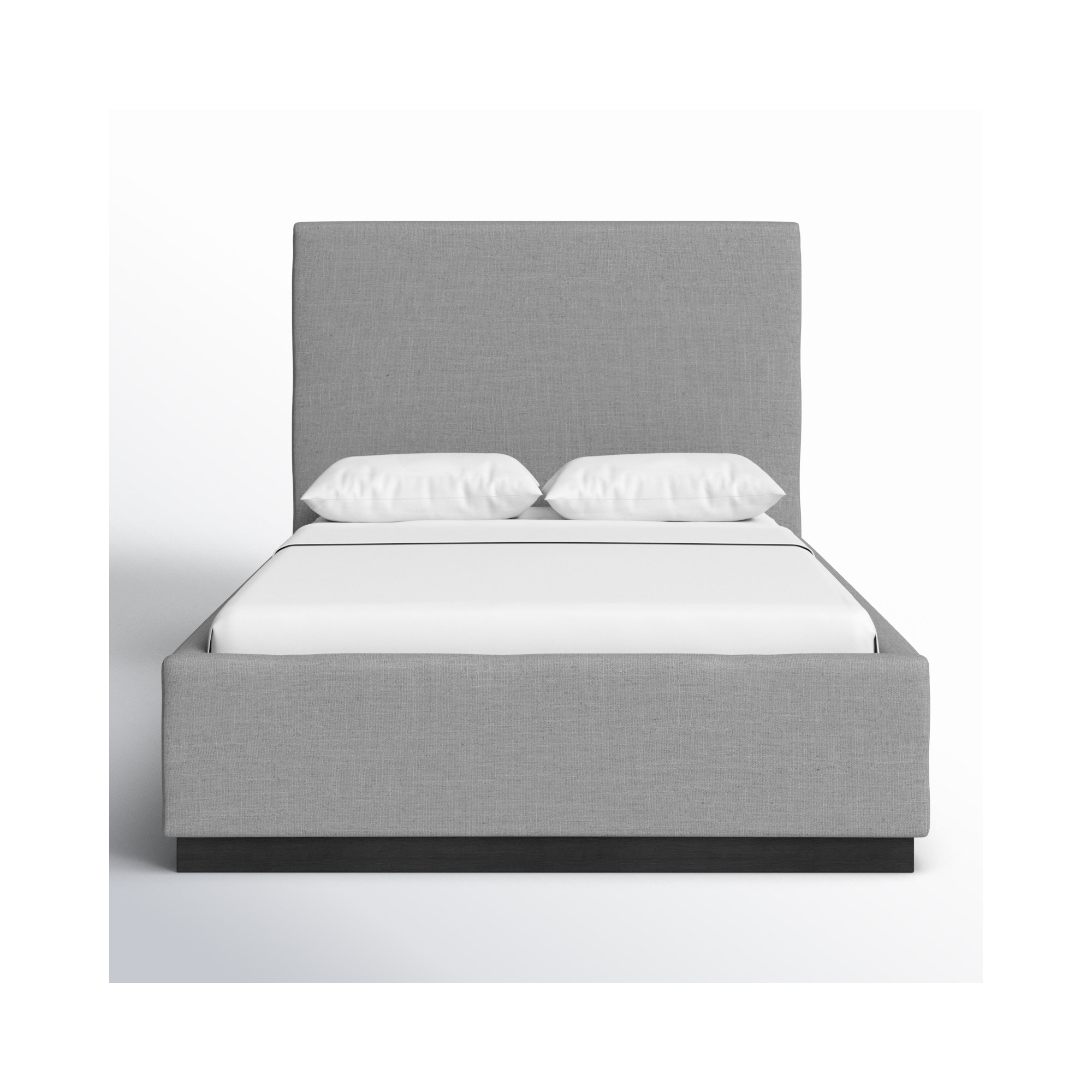 Citori Upholstered Panel Bed, Grey Linen Textured Fabric, Full / Double