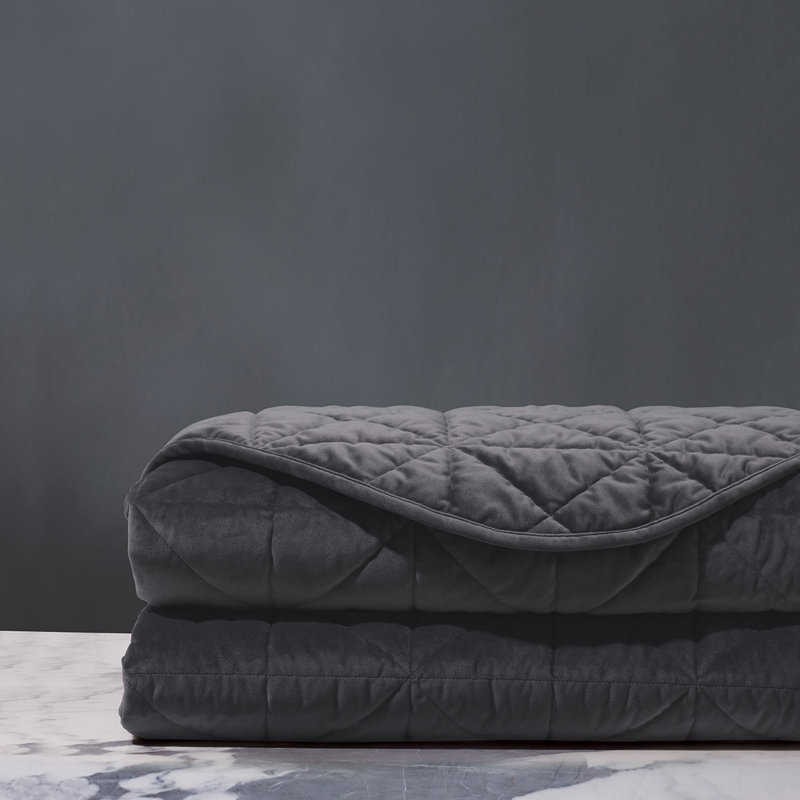 Nova Velvet Coverlet, Queen Coverlet, Slate