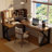 Nut-brown+Black L-Shaped Solid Wood+Iron desk-1169285622-1169285618