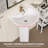Modern U-Shape White Pedestal Bathroom Sink With Overflow