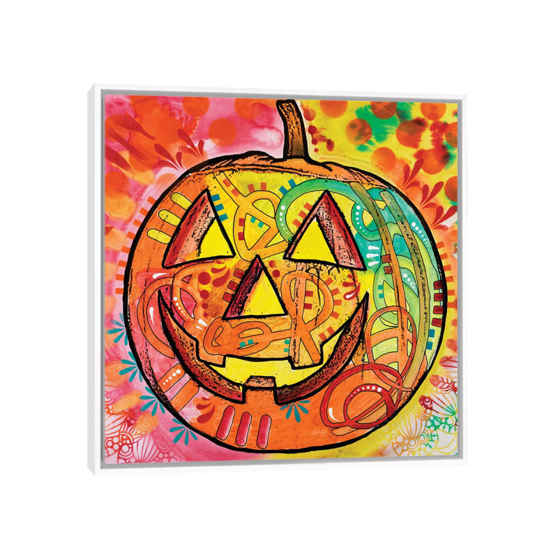 Jack O 'Lantern - reproduction d'art murale - toile encadrée, H 18 po x l 18 po, Blanc