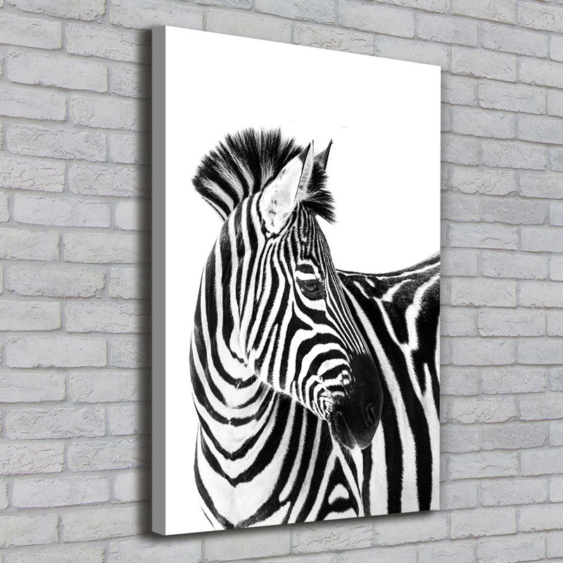 Zebra in the snow 1 Piece Wrapped Canvas Wall Art