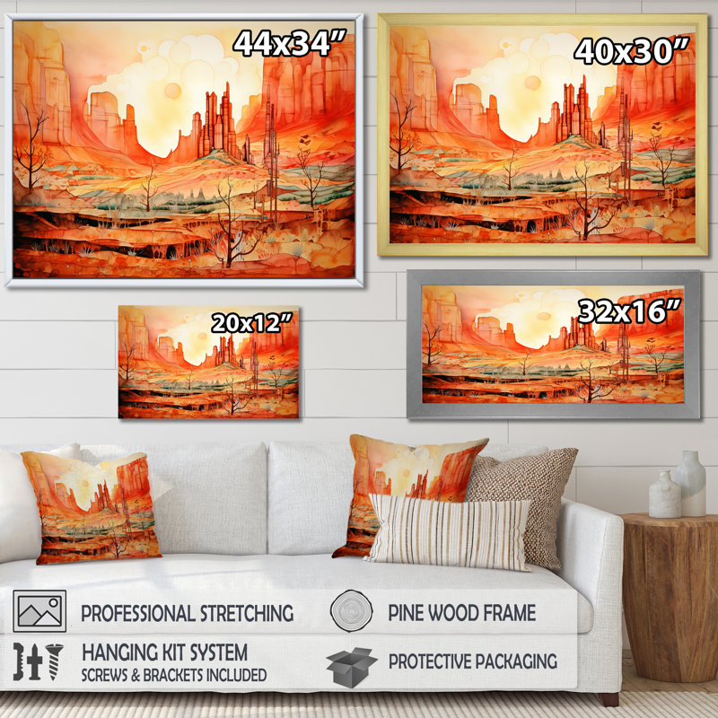 «Native Navajo Landscape I», reproduction sur toile, H 16 po x l 32 po x P 1 po, Toile tendue